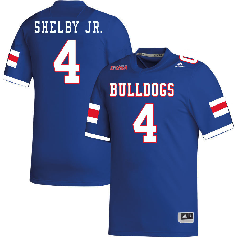 Men-Youth #4 Jhamal Shelby Jr. Louisiana Tech Bulldogs 2023 College Football Jerseys Stitched Sale-B